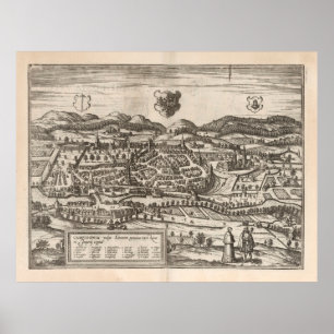 Old Kempten Germany Map (1623) Vintage Bavaria Poster