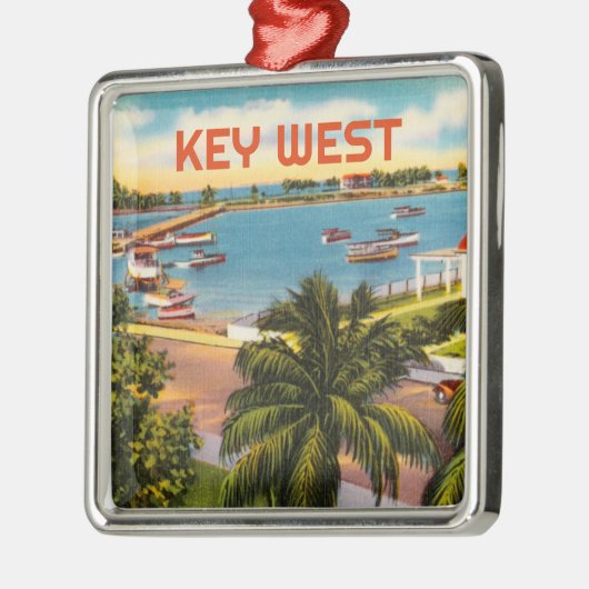 Old Key West Florida met havenscène Metalen Ornament (Links)