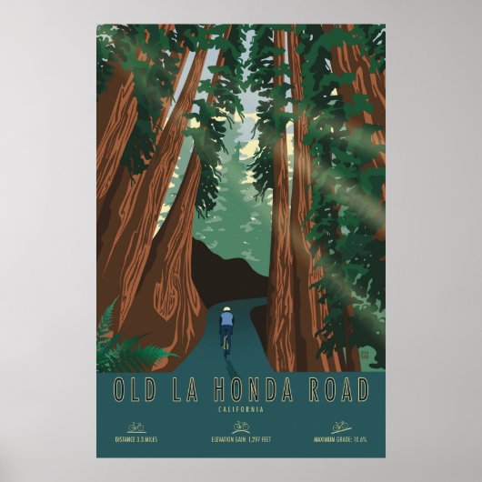 Old La Honda Road Cycling Poster (Devant)