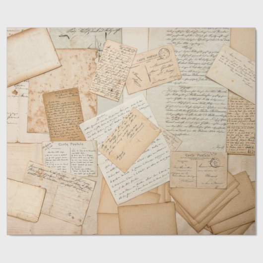 Old letters, handwritings, vintards postcards, e cadeaupapier (Vlak)