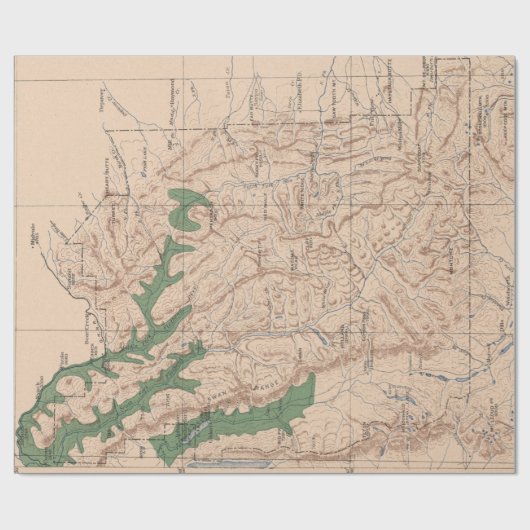 Old Lewis and Clark National Forest Map (1900)  Cadeaupapier (Vlak)