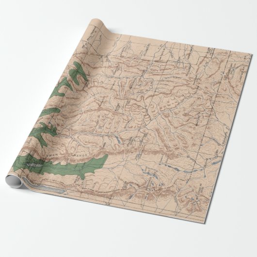 Old Lewis and Clark National Forest Map (1900)  Cadeaupapier (Uitgerold)