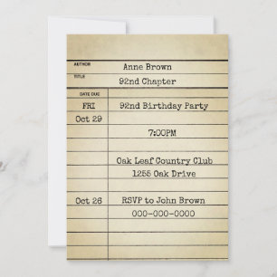 Old Library Kaart 92e verjaardag Party