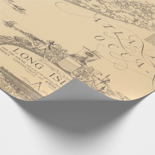 Old Long Island NY Map (1925)  Cadeaupapier (Hoek)
