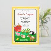 Old MacDonald Barnyard 5x7 Baby shower Invitation Kaart (Staand voorkant)
