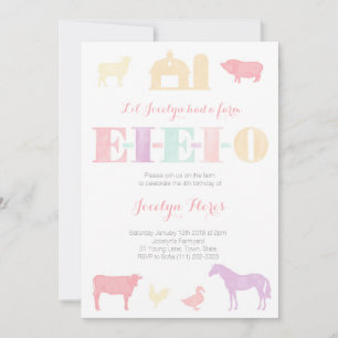 Old MacDonald Birthday Party Invitations, EIO Kaart