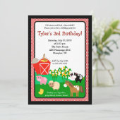 Old MacDonald Boerderij EIO 5x7 Birthday Invitatio Kaart (Staand voorkant)