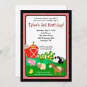 Old MacDonald Boerderij EIO 5x7 Birthday Invitatio Kaart (Voorkant / Achterkant)