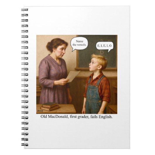 Old MacDonald, eerste klasser, faalt in het Engels Notitieboek (Voorkant)