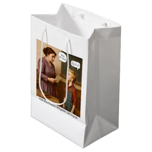 Old MacDonald, first grader, fails English. Medium Cadeauzakje (Voorkant Gekanteld)