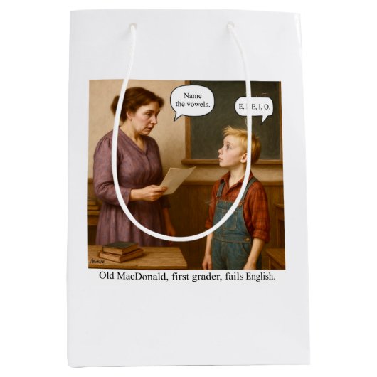 Old MacDonald, first grader, fails English. Medium Cadeauzakje (Voorkant)