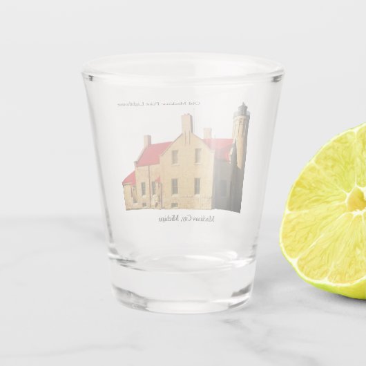 Old MacKinac Point Lighthouse, geschoten glas (Achterkant)