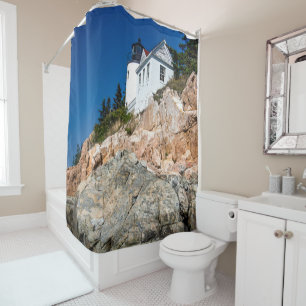 Old Maine Lighthouse // Seashore Rock Douchegordijn