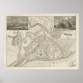 Old Mainz Germany Map (1860) Poster (Voorkant)