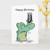 Old Man Croc Birthday Card Kaart (Gele Bloem)