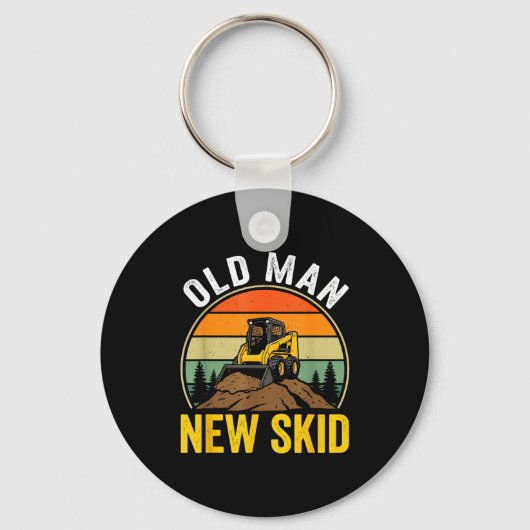 Old Man New Skid Funny Skid Steer Operator  Sleutelhanger (Voorkant)