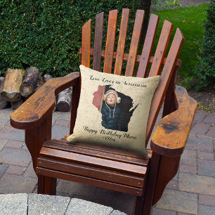 Old Map Love woont in Wisconsin State Shaped Photo Kussen