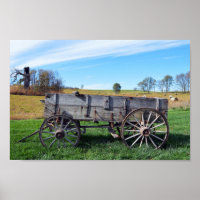 Old Missouri Boerderij Wagon in Hay Field