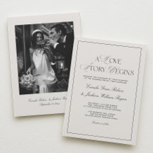 Old Money Black and Cream Wedding Invitation