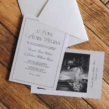 Old Money Black and White Wedding Invitation