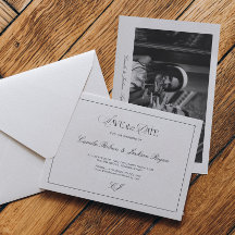 Old Money Black and White Wedding Save the Date