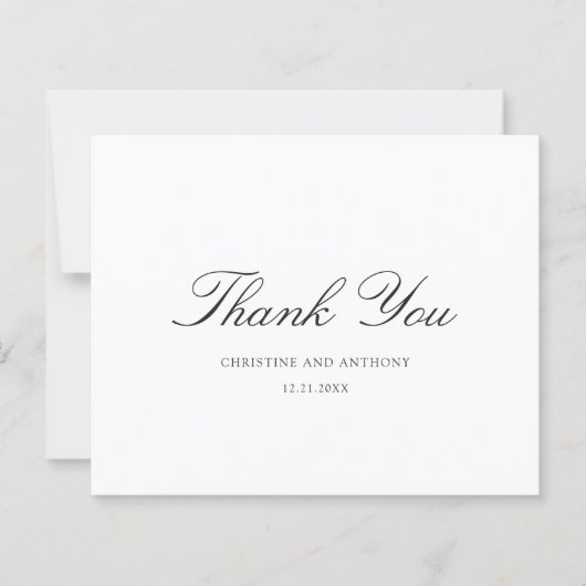 Old Money Black and White Wedding Thank You Card (Voorkant)