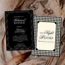 Old Money Black Ivory Checkered Rehearsal Dinner  Kaart