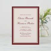 Old Money Burgundy Classic Wedding Invitation (Debout devant)