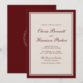 Old Money Burgundy Classic Wedding Invitation (Devant / Derrière)