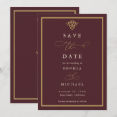 Old Money Burgundy Save The Date (Devant / Derrière)
