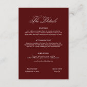 Old Money Burgundy Wedding Details Informatiekaartje (Voorkant)