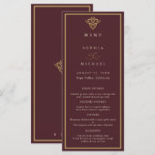 Old Money Burgundy Wedding Flat Menu (Devant / Derrière)