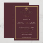 Old Money Burgundy Wedding Invitation (Devant / Derrière)