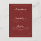 Old Money Deep Red Ivory Checkered Wedding Details Informatiekaartje (Achterkant)