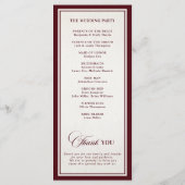 Old Money Modern Formal Burgundy Luxury Wedding Programma (Achterkant)