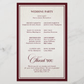 Old Money Modern Formal Burgundy Wedding Program (Achterkant)