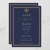 Old Money Navy Blue Save The Date Invitation (Devant / Derrière)