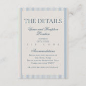 Old Money Script Blue Stripe Wedding Details Informatiekaartje (Voorkant)