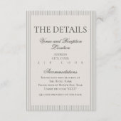 Old Money Script Neutral Stripe Wedding Details Informatiekaartje (Voorkant)