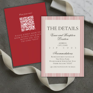 Old Money Script Red Stripe Wedding Details Informatiekaartje