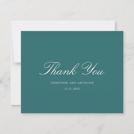 Old Money Teal Classic Wedding Thank You Card (Voorkant)