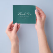Old Money Teal Classic Wedding Thank You Card Flyer (Hand)