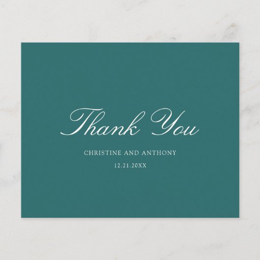 Old Money Teal Classic Wedding Thank You Card Flyer (Voorkant)