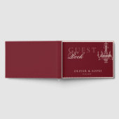 Old Money theme Deep Red Retro Wedding Gastenboek (Volledig)