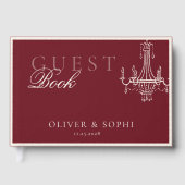 Old Money theme Deep Red Retro Wedding Gastenboek (Voorkant)