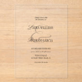 Old Money Timeless Wedding Acryl Uitnodigingen (Voorkant)