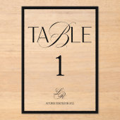 Old Money Wedding Table Number Acryl Uitnodigingen (Voorkant)