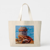 Old Mooring Bollard Large Tote Bag (Dos)