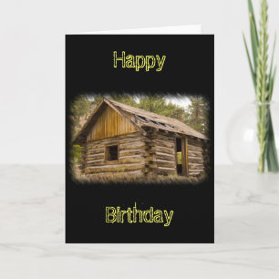 Old Mountain Cabin Birthday Kaart