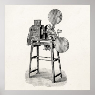 -Old Movie Camera Cinematography Equipment Poster